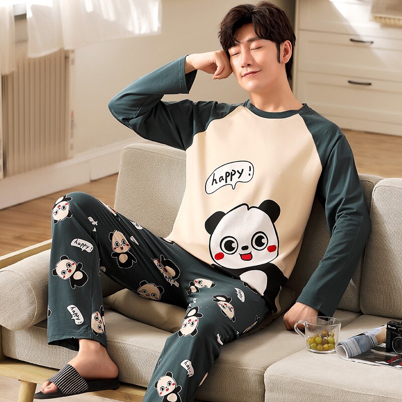 Otoño de los hombres Set de pijamas de algodón de – Grandado - Main Image