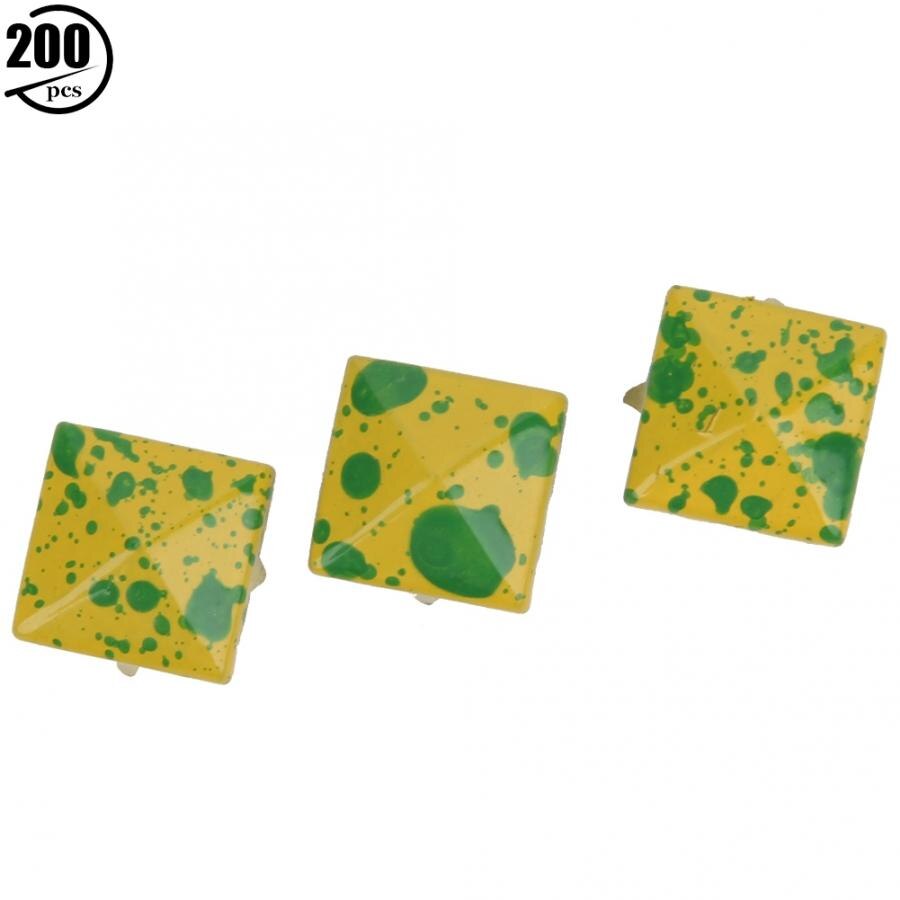 200 stk pyramide nitter tøjtaske dekorativt tilbehør metal pyramide nitter 10mm pyramide nitter: Gul