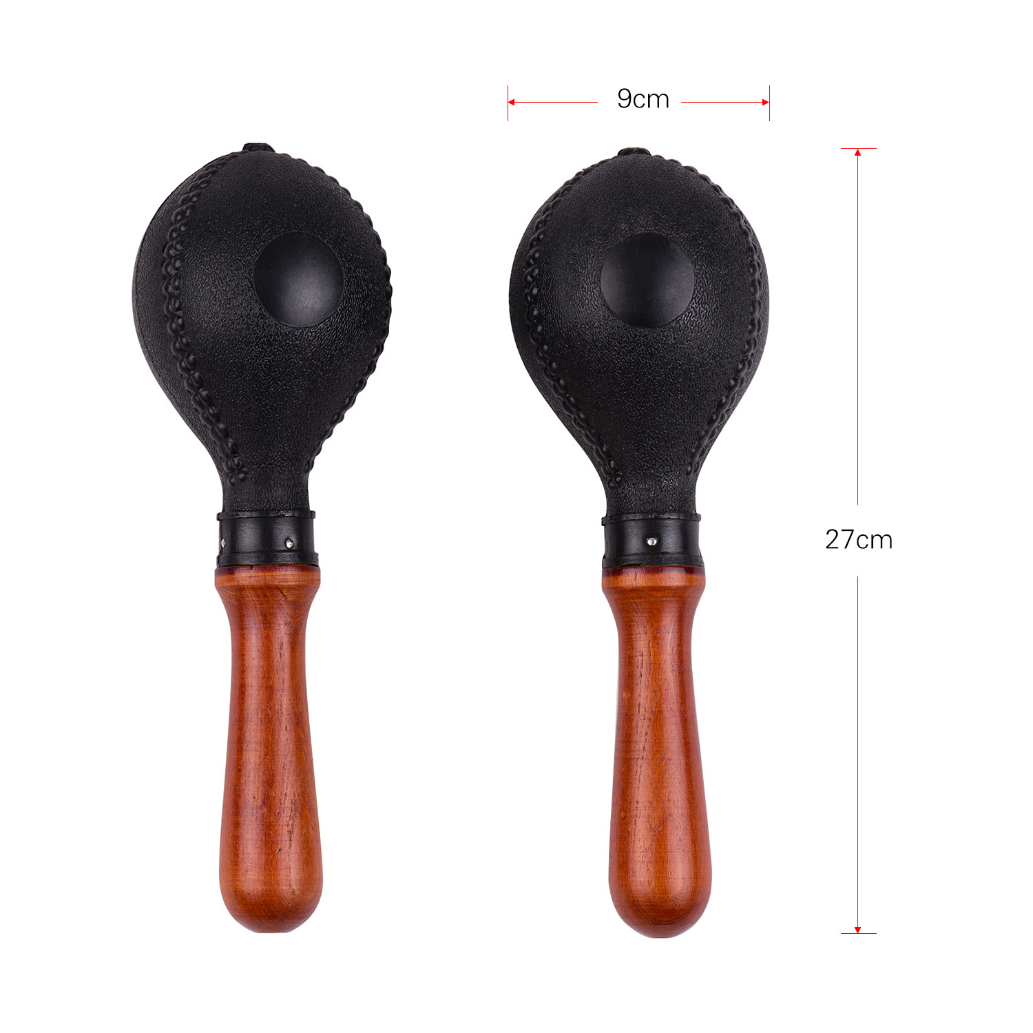 Instrumento de percusión de maraca de arena, con conchas de plástico, mango de madera, 1 par