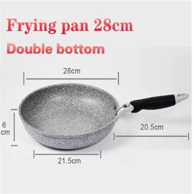 Frying Pan 28cm Wok Pan Non-stick Pan Home Skillet Cauldron Induction Cooker Frying Pans Pancake Pan Kitchen Supplies: D