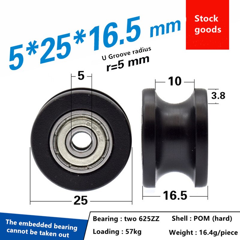 20 pièces delrin POM plastique enduit portant nylon U rainure piste guidage roulements à rouleaux poulie Peilin roue alésage taille 3 4 5 6 mm