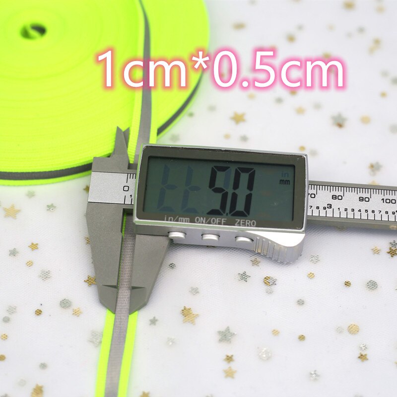 5M Fluorescerend Groen Reflecterende Gestikt Stof Met Hoge Zilveren Naaien Strap Diy Verkeer Night Veiligheidswaarschuwing Riem 10/ 25 /50Mm: 1cm green  5mete