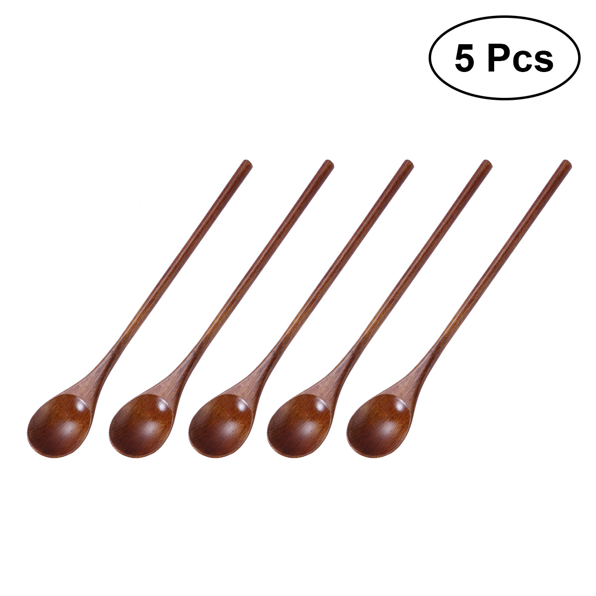 5 Stuks Eco Natuurlijke Houten Lepel Set Voor Eten Mengen Roeren Koken Koffie Demitasse Thee Dessert