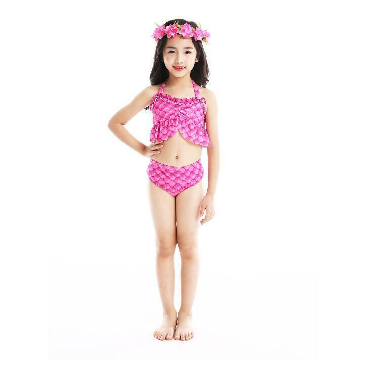 Clásico sirena Rosa traje de colas de sirena para nadar, traje de baño de las niñas fácil de añadir monoaleta