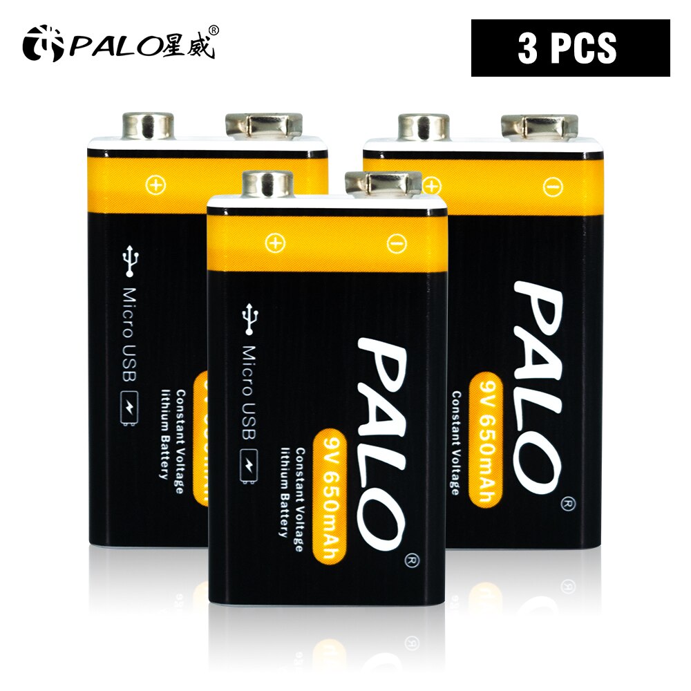 9V battery micro USB 9 Volt li-ion Rechargeable Battery 6F22 9V Li ion Lithium Battery for RC Helicopter Model Microphone Toy: 3PCS