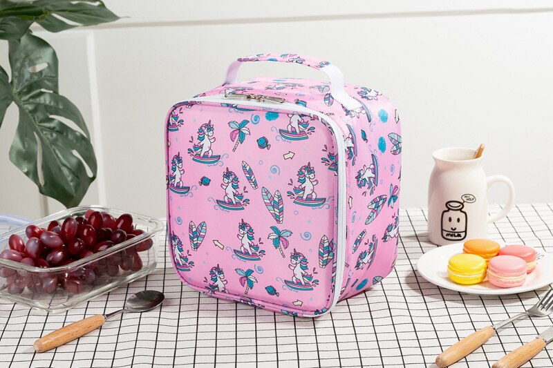 Heopono Full Cartoon Printed Polyester Thermal Insulated Cooling Box Bag Fitness BPA free Promotional Unique Printed Lunch Bag: Unicorn boat