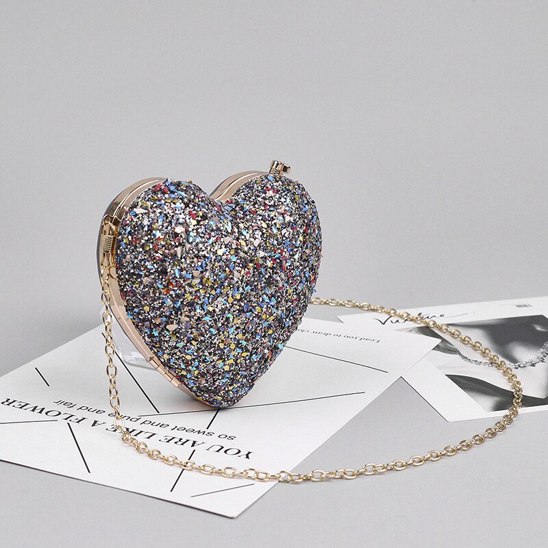 Heart Bags for Women Purses Trend Luxury Coin Purse Women's Small Handbag Chain Leather Cute Shoulder Bag Ladies: Gray