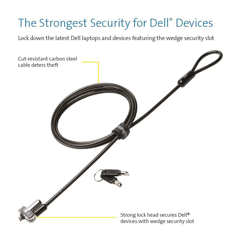 Kensington Originele N17 Ingetoetst Laptop Lock Voor Dell Apparaten Anti-Diefstal Beveiliging Sleutel Laptop Slot (1.8M Staal kabel Ketting) k64440WW