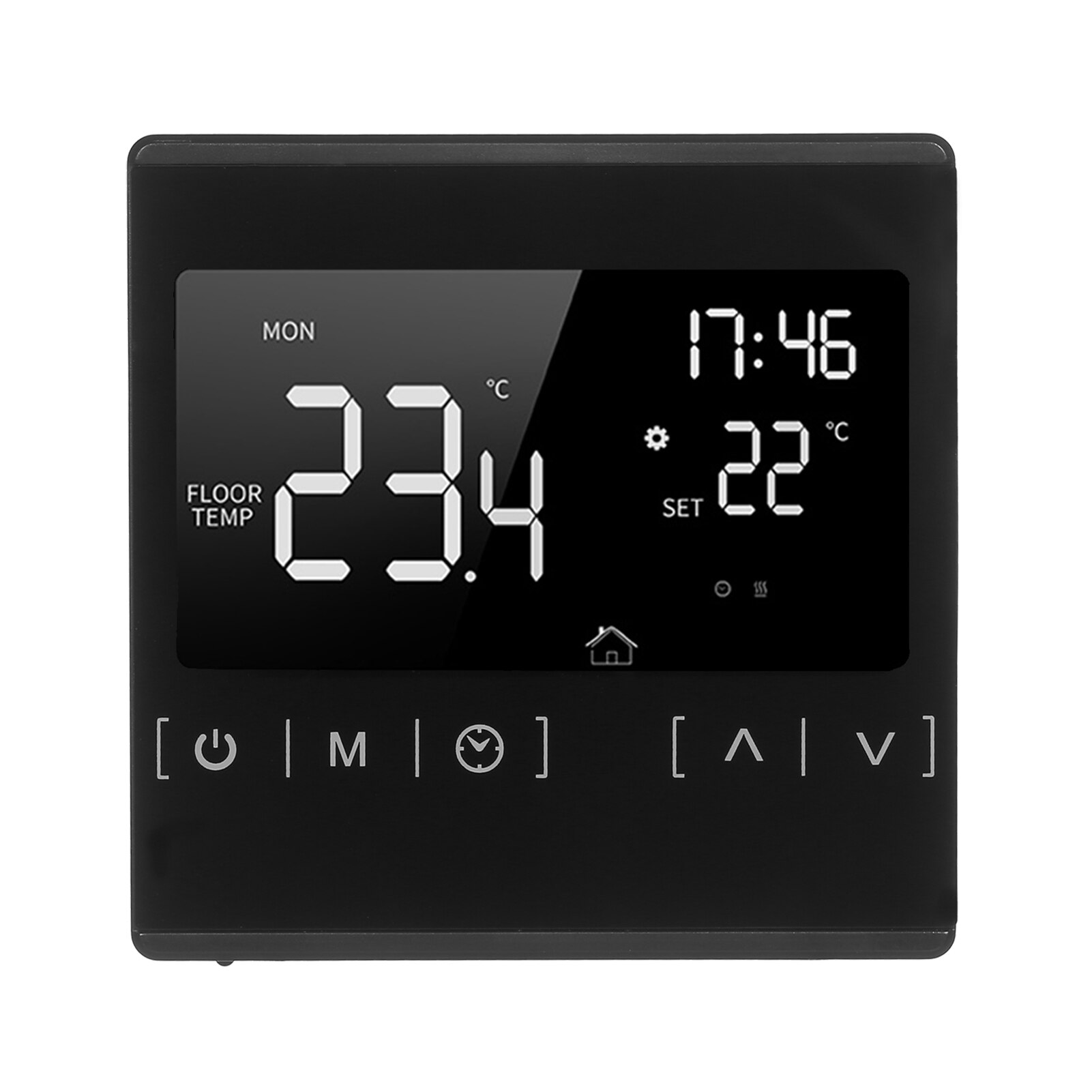 Smart touchscreen termostat til hjemmeprogrammerbar elektrisk vandvarmesystem termoregulator 85-250v temperaturregulator: Sort