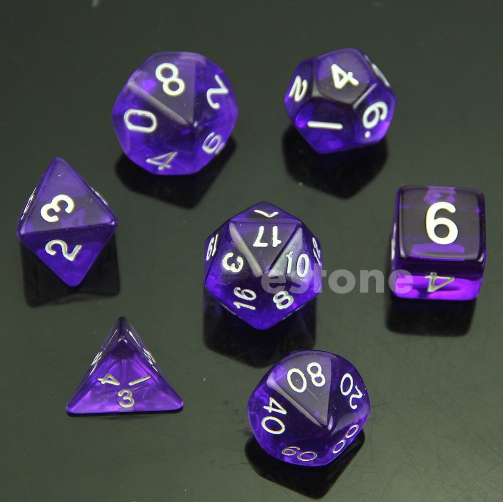 RPG D&D DND Poly Dice Board Game set of 7 sided die D4 D6 D8 D10 D12 D20