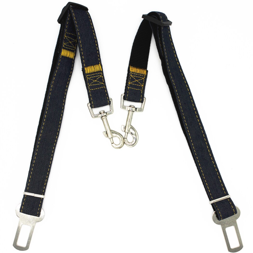 2 Packs Verstelbare Hond Veiligheidsgordel Huisdier Autogordel Veiligheid Leads Voertuig Veiligheidsgordel Harnas Gemaakt van Nylon Denim Stof Huisdier Product