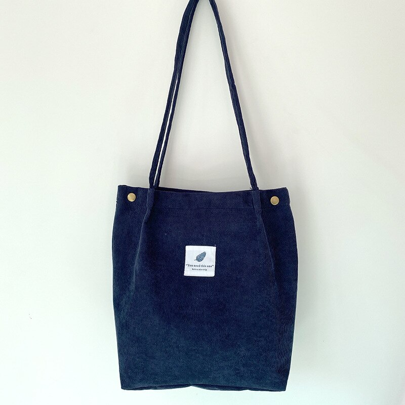 Tassen Voor Vrouwen Corduroy Schoudertas Herbruikbare Boodschappentassen Casual Tote Vrouwelijke Handtas Voor Een Bepaald Aantal: Dark Blue