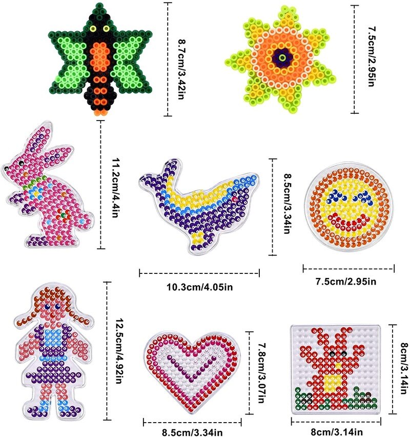 2400Pcs Fuse Beads Kit 5mm Iron Beads Set with 4 Pegboards 4 Pattern Card 2 Ironing Paper 1 Tweezer Box for Kids Children