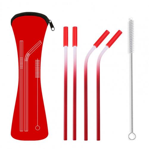 Paille antirouille en acier inoxydable coloré, Kit réutilisable facile à transporter, fournitures de cuisine: Rouge