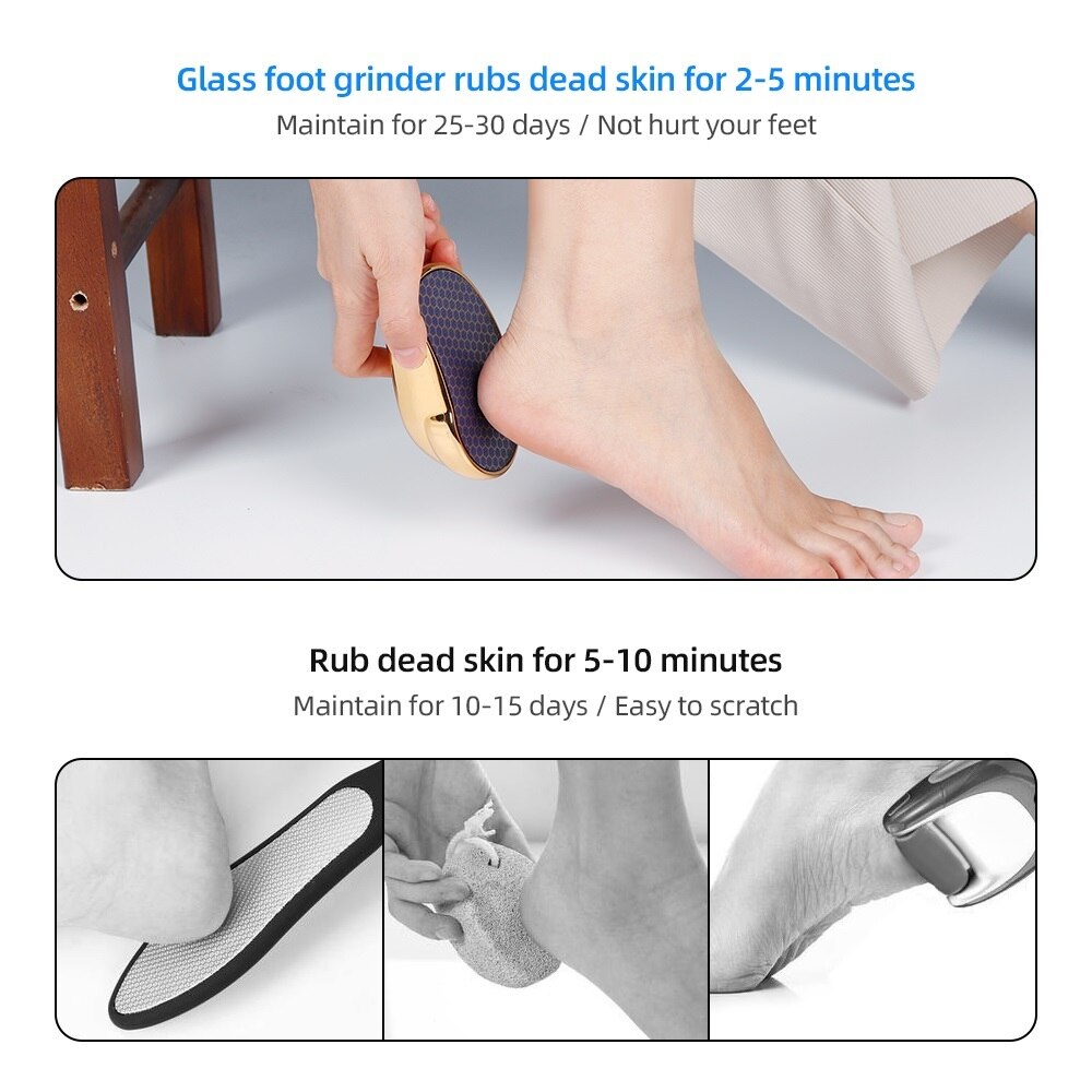 Nano glas fodrist fodgitter enhed hæl fil polering død hud callus remover hud glattere fodpleje pedicure værktøjer