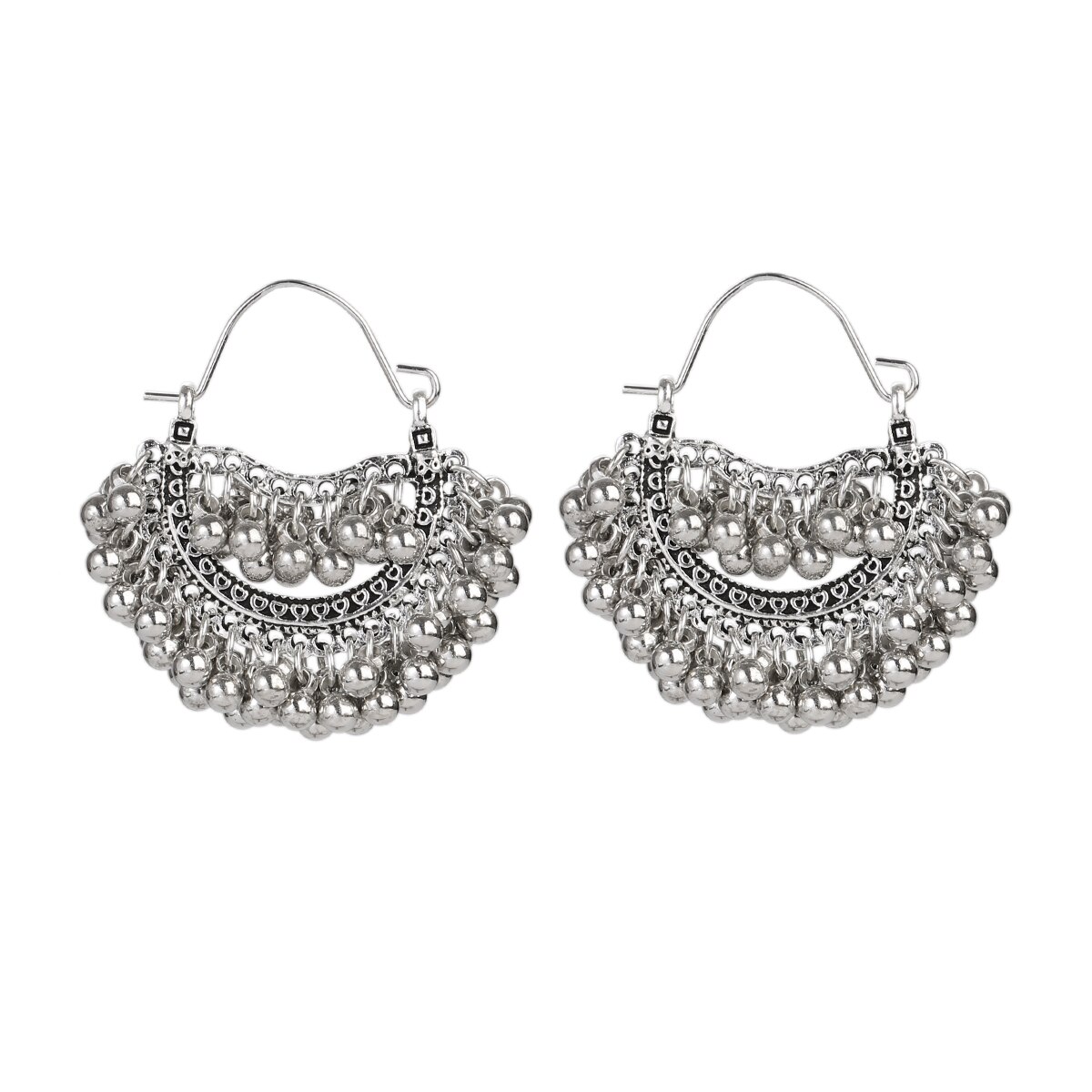 Vintage Retro Goud Legering Sector Bollywood Geoxideerd Oorbellen Voor Vrouwen Boho Etnische Kralen Kwastje Jhumka Dangle Oorbellen