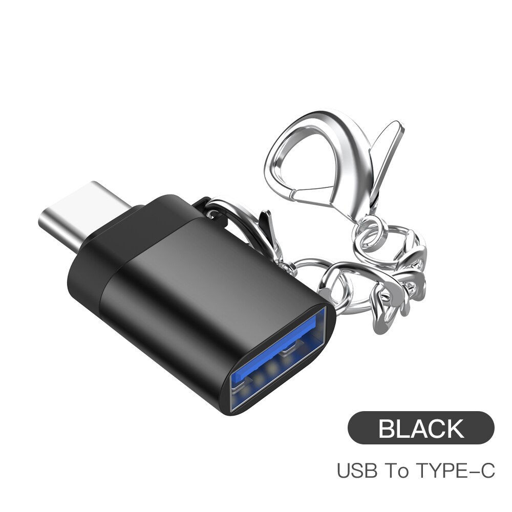 Adaptateur micro usb type-c 3.0 OTG, convertisseur de données de Charge, pour Samsung S9 S8 Huawei P20 Pro Macbook: Iron chain black