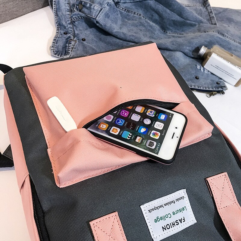 Schattige rugzak dames canvas schooltas voor tienermeisjes campus laptoptas vrouwelijke reis kawaii rugzak preppy stijl