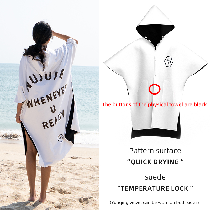 Nu-June Surfponcho Fleece gevoerd Herfst Winter Strandlaken Mantel Warme badjas Winddicht met capuchon voor strand Hete lente
