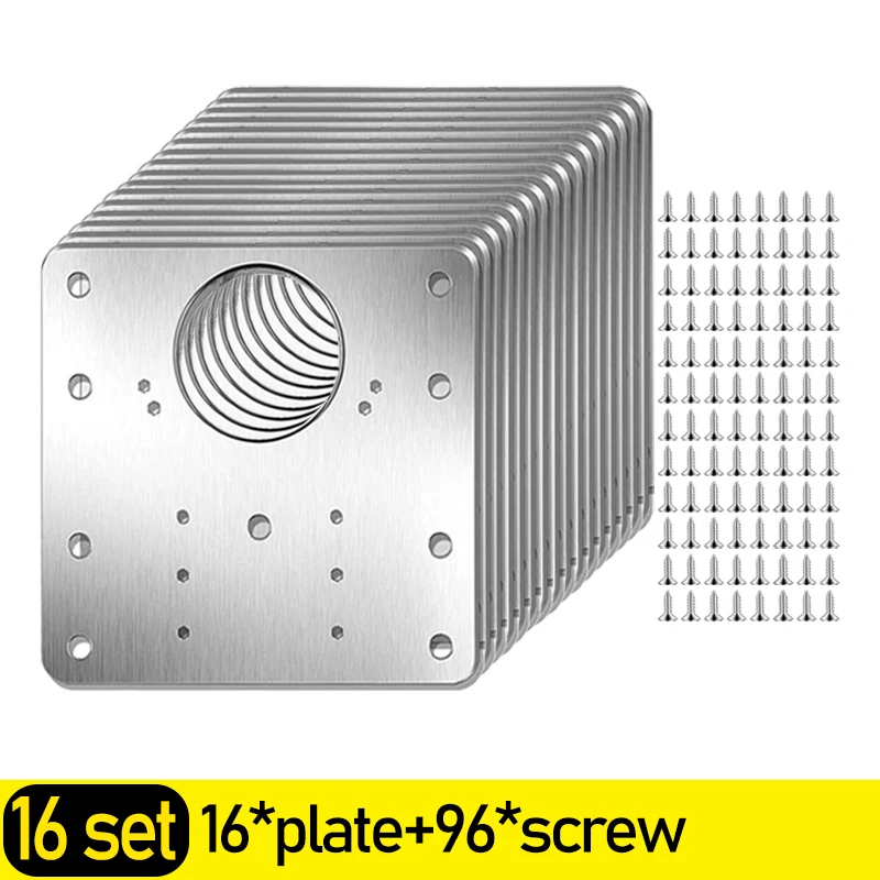 Stainless Steel Hinge Repair Plate with Screw Kitchen Cabinet Door Hinge Mounting Connection Plate Furniture Flat Fixing Bracket: Black/Gold