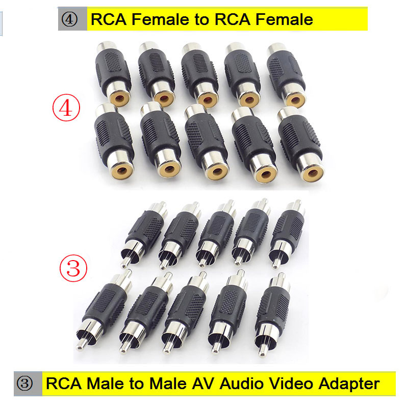 1Pcs Bnc Rca Male Female Naar Bnc Rca Mannelijke Vrouwelijke Adapter Plug Coax Kabel Video Audio Draad Converter Connector voor Cctv Camera W1