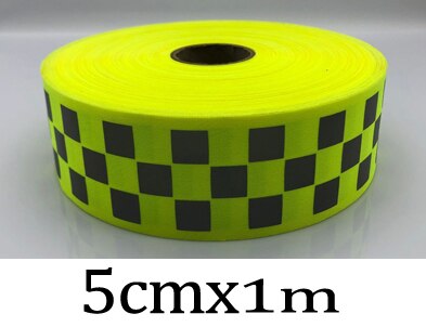 Lille firkantet stof fluorescerende reflekterende båndbånd syet på: 5 cm x 1m gule