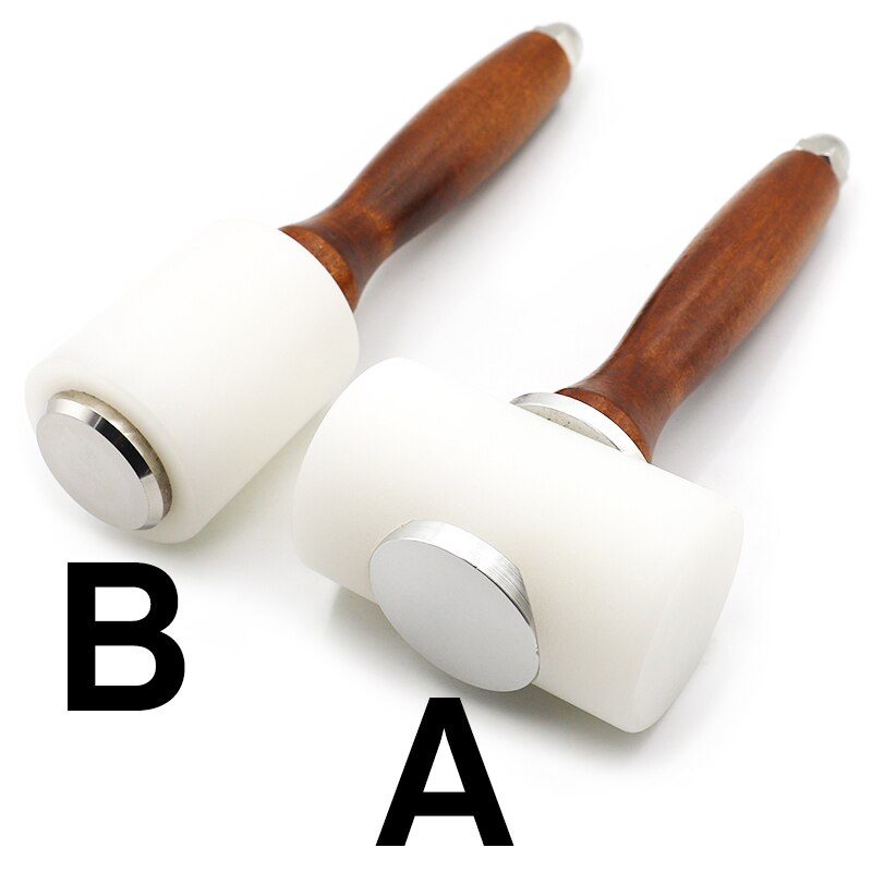 1pcs Leather Hammer Durable Wood Handle Rubber Hammer Leather Punching Hammer Cutting Assist Tool DIY Leather Tools: Hammer A and B