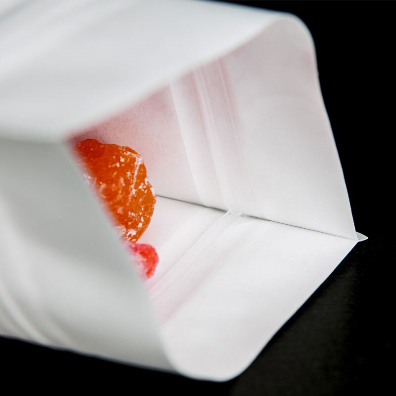 50pcs white kraft paper bags stand up zip lock ccandy tea dried fruit packaging Moisture-proof open window pouch