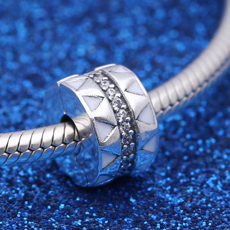 Echter Clip-anhänger mit 925 funkelnden, gezackten sterlingsilberperlen, passend für damenarmbänder und -ketten, Ideal zum selbermachen von schmuck.