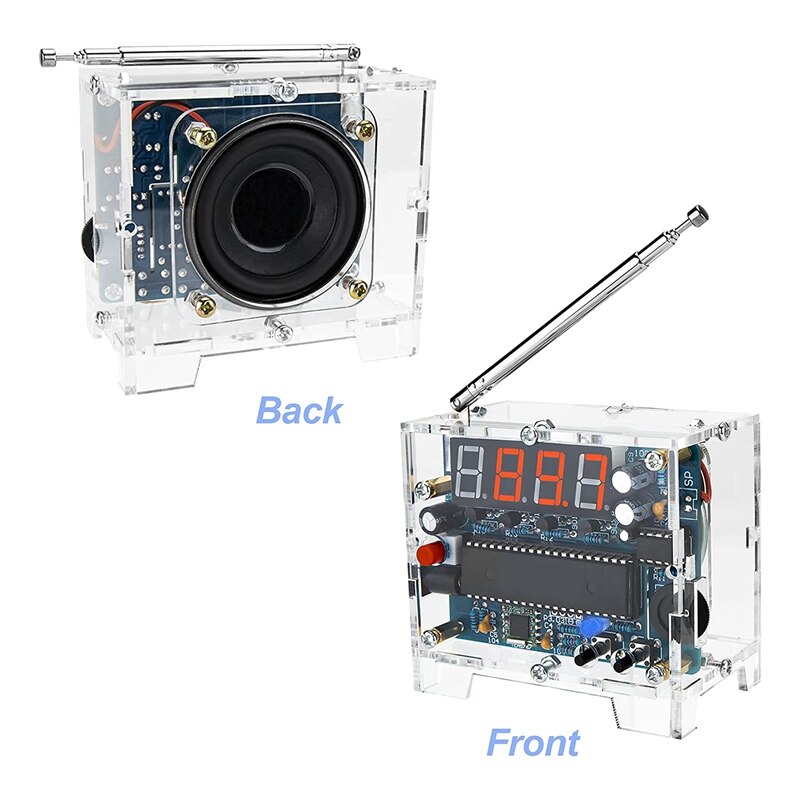 DIY Radio FM Receiver Kit Digital Radio 76MHz-108MHz Adjustable Wireless Receiver with Power Cable Easy to Assemble