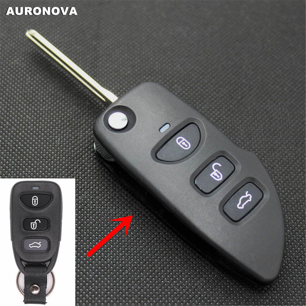 Auronova Upgrade Gewijzigd Flip Folding Key Shell Voor Kia Carens 3 Knoppen Afstandsbediening Autosleutel Geval Diy