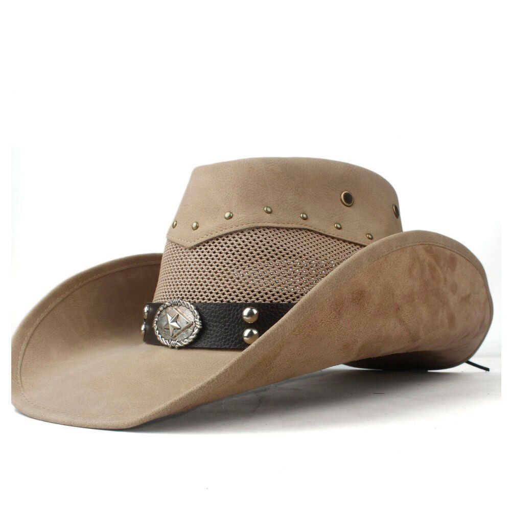 Summer Leather Men Women Mesh Western Cowboy Hat W... – Vicedeal