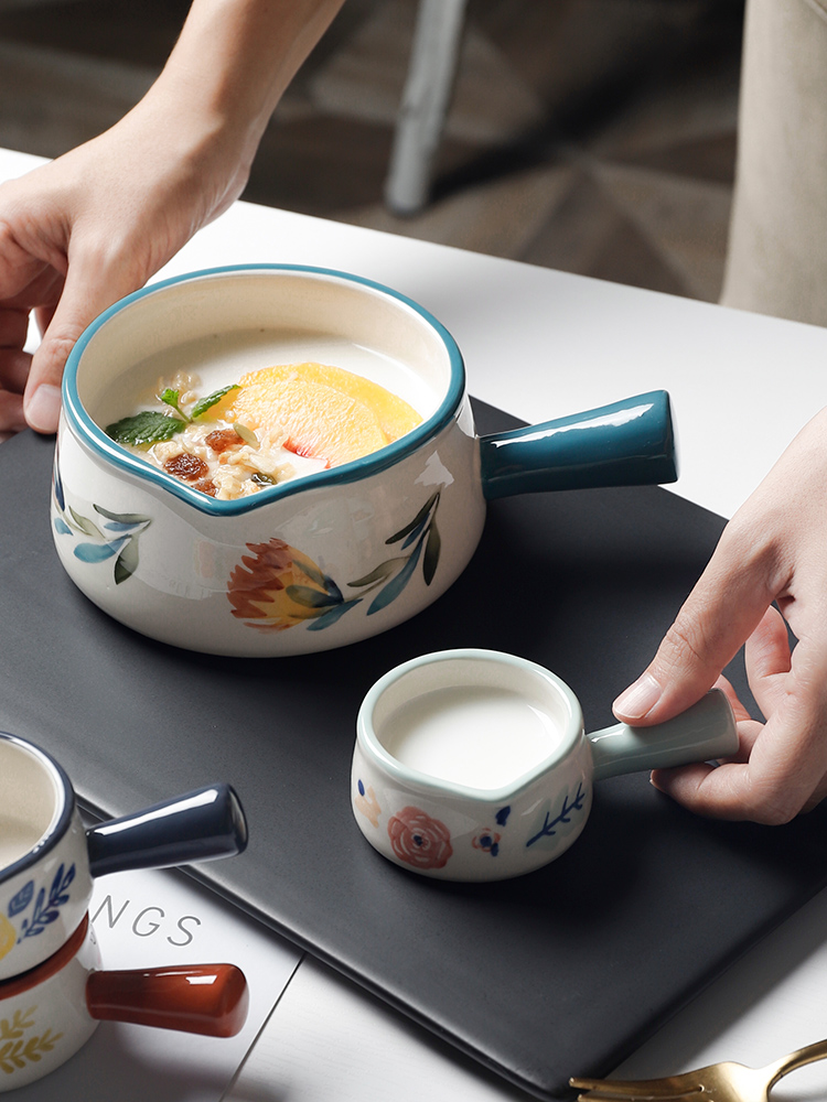 Modern ceramic small milk jug mini milk cup with handle milk jug coffee cup home breakfast salad oatmeal bowls cute tableware