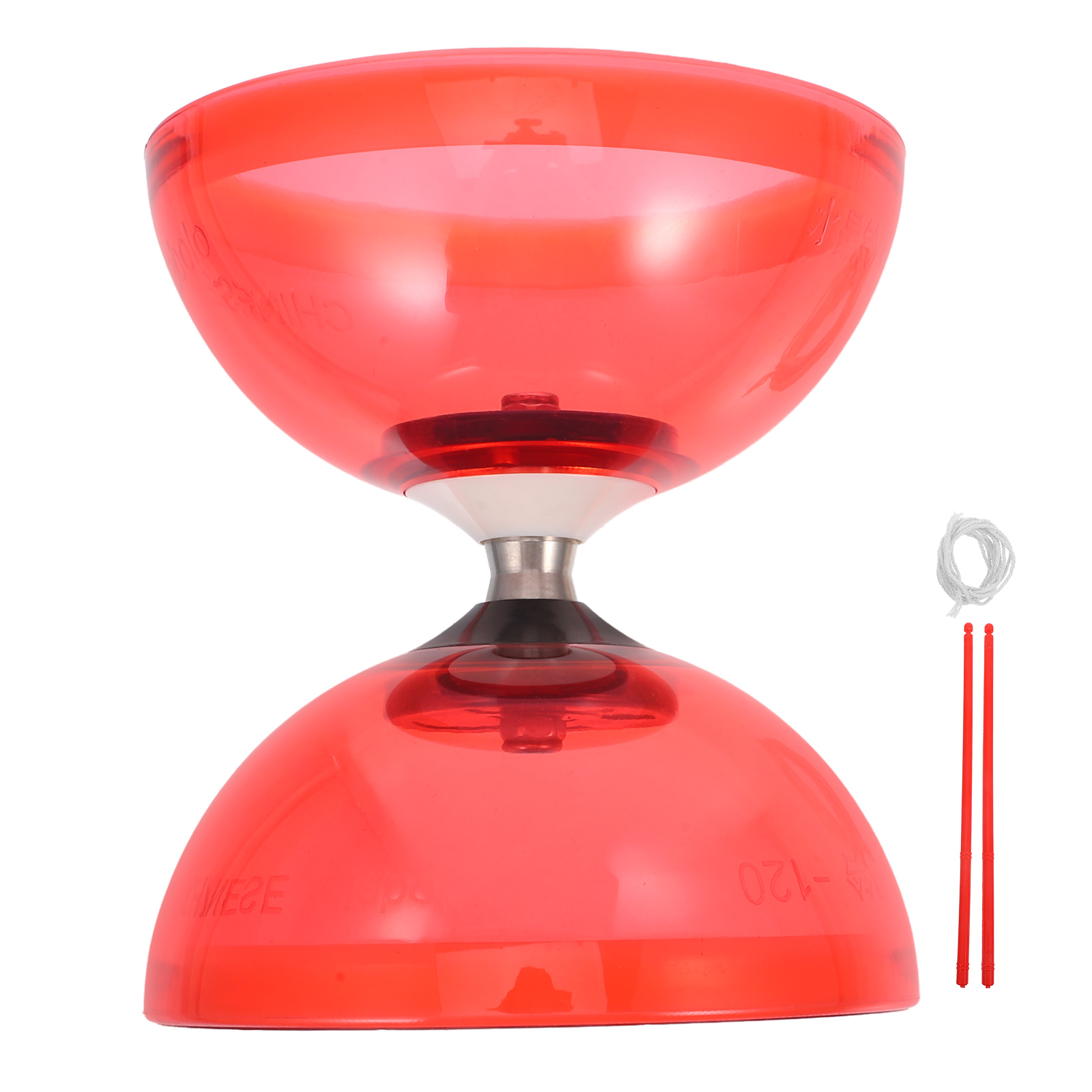 Juego de tres rodamientos de goma suave, doble rueda, Diabolo, ancianos, niños, Fitness, malabarismo, chino para niños pequeños, rodamiento de dos ruedas: Rojo