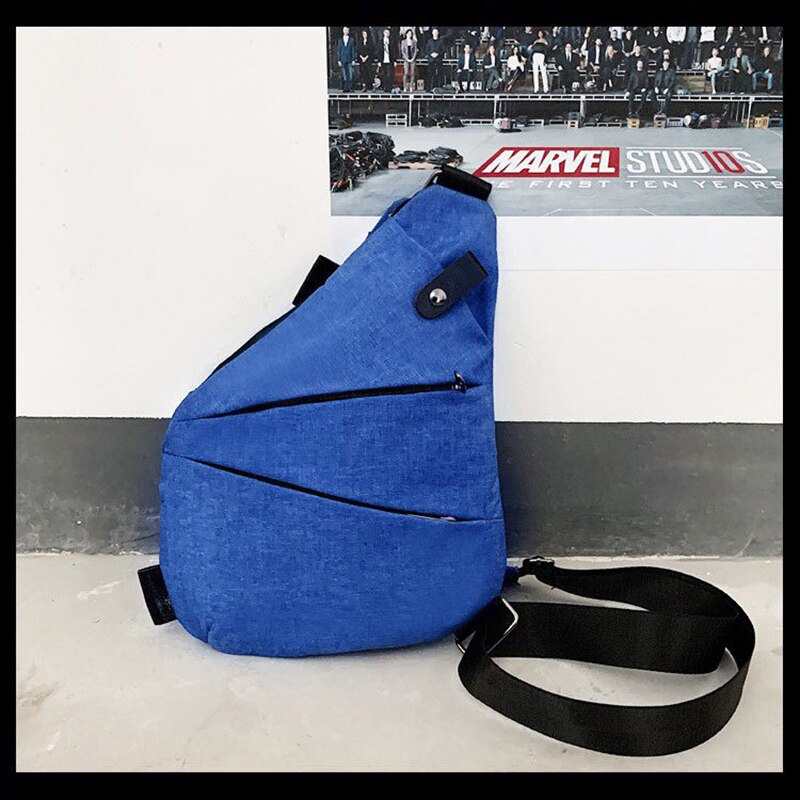 Mannen Reizen Zakelijke Fino Tas Inbraakpreventie Schoudertas Holster Anti Diefstal Beveiliging Band Digitale Opslag Borst Zak ZF10097: Blue Right