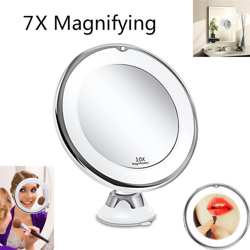 espejo aumento con luz espejo de maquillaje con luz espejo con luz led para maquillaje espejo maquillaje espejo con luz iluminado luz lupa espejos 10X espejo de vanidad espejos cosméticos miroir con led: 7x