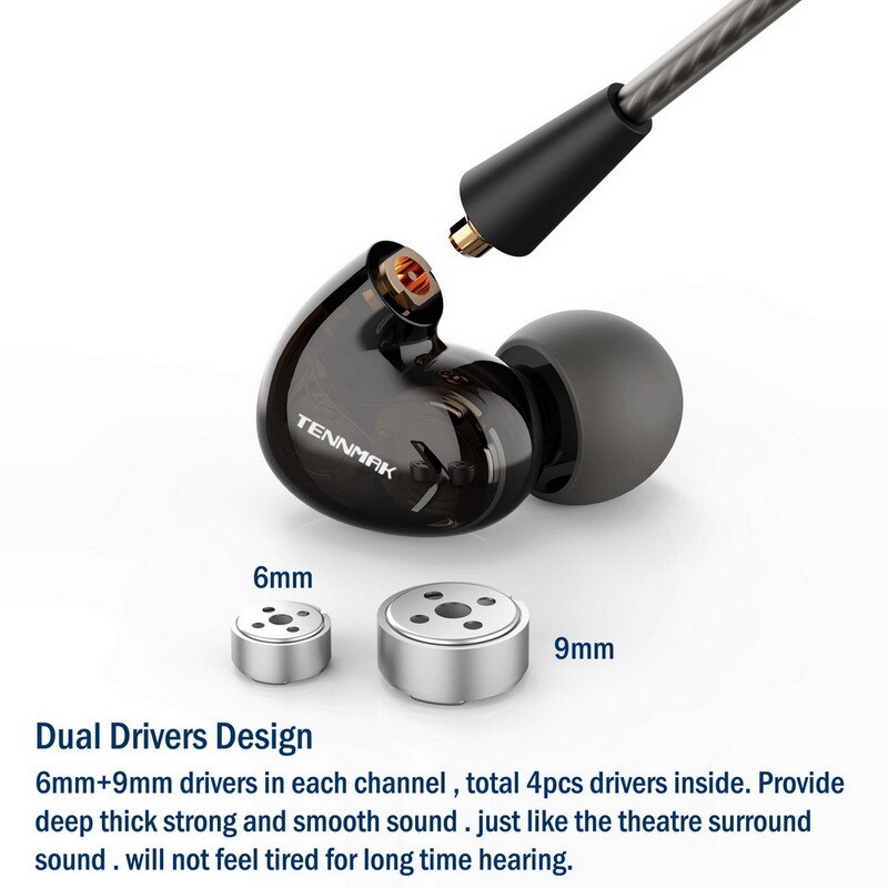 TENNMAK Pro Dual Drivers In Ear Sport MMCX Detachable Earphone Vs SE215 SE535 --- Version