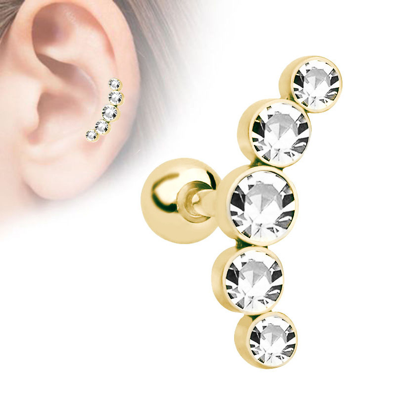 1 Uds. Pendiente de hélice para Piercing de cartílago de cristal, barra de acero inoxidable, pendientes para el trago, joyería Daith para mujer: Bronce antiguo plateado