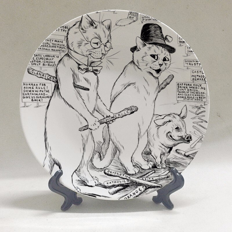 Louis Wain anthropomorphic cats Kaleidoscope Cats wall decorative hanging plate artistic ceramic craft background decoration: X