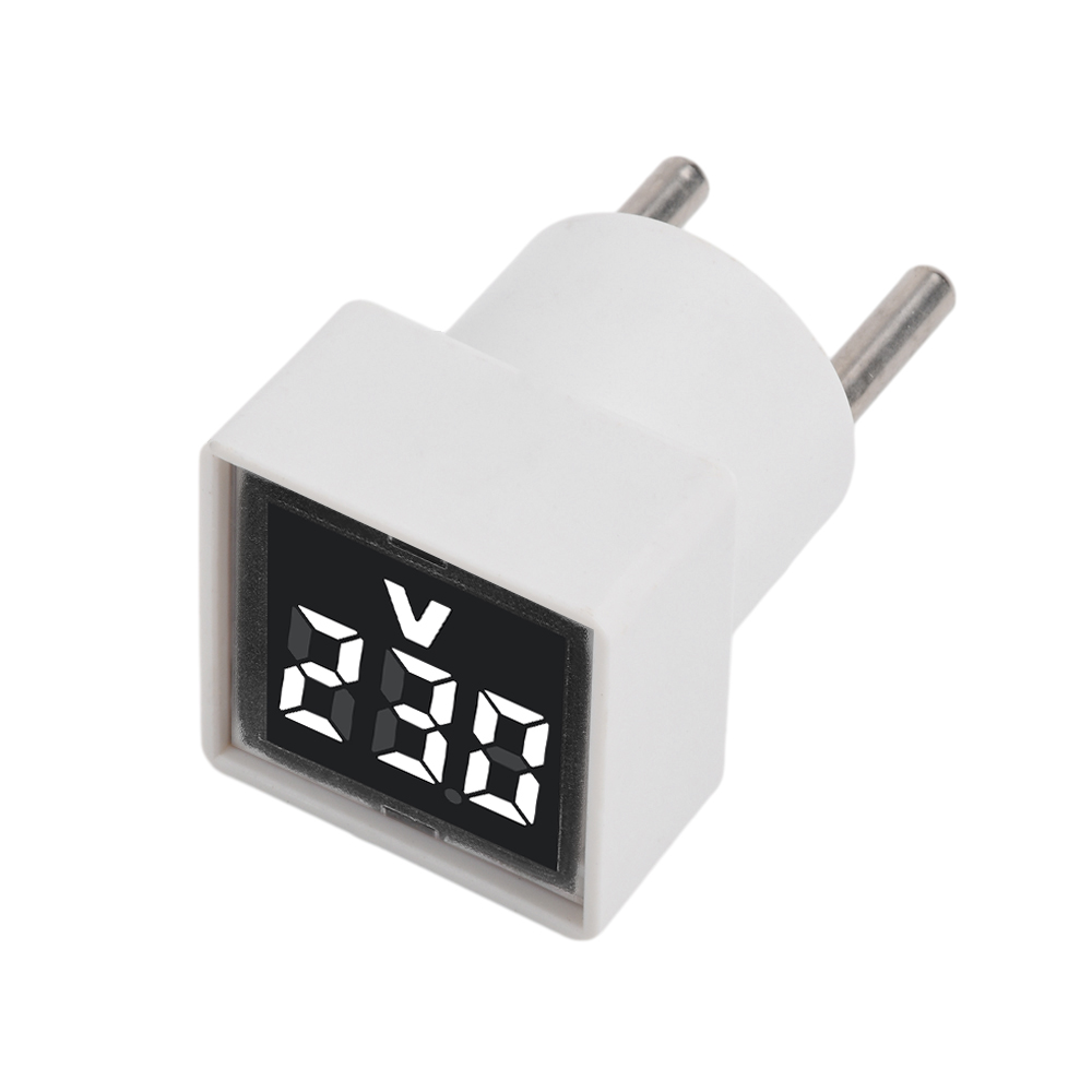 Ac 220v 50 ~ 500v led digital ac voltmeter indikator eu stik led digital ac voltmeter indikator strømforsyning spændingstest monitor: Sølv