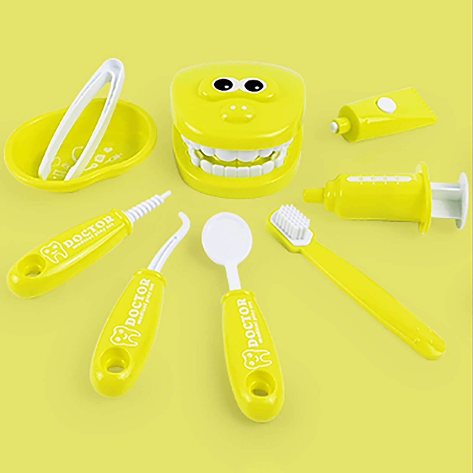 9 pçs crianças fingir jogar brinquedo dentista verificar os dentes modelo conjunto kit dentista educativo role play simulação brinquedos para crianças: 4