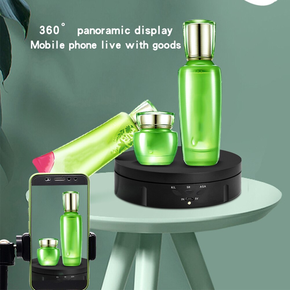 Jewelry Holder Battery Powered For Photography Video Shooting 3 Speeds Adjustable Rotating Display Stand 360 Degree Turntable