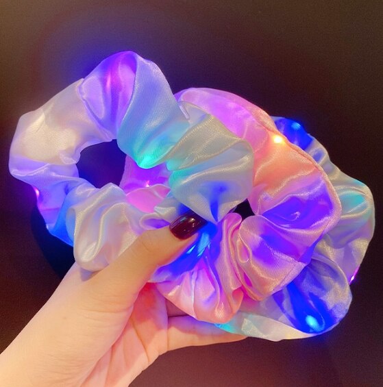 Led självlysande tjocktarm hårring nät rött huvud rep bar bungee hår rep koreanska enkelt gummiband håraccessoarer