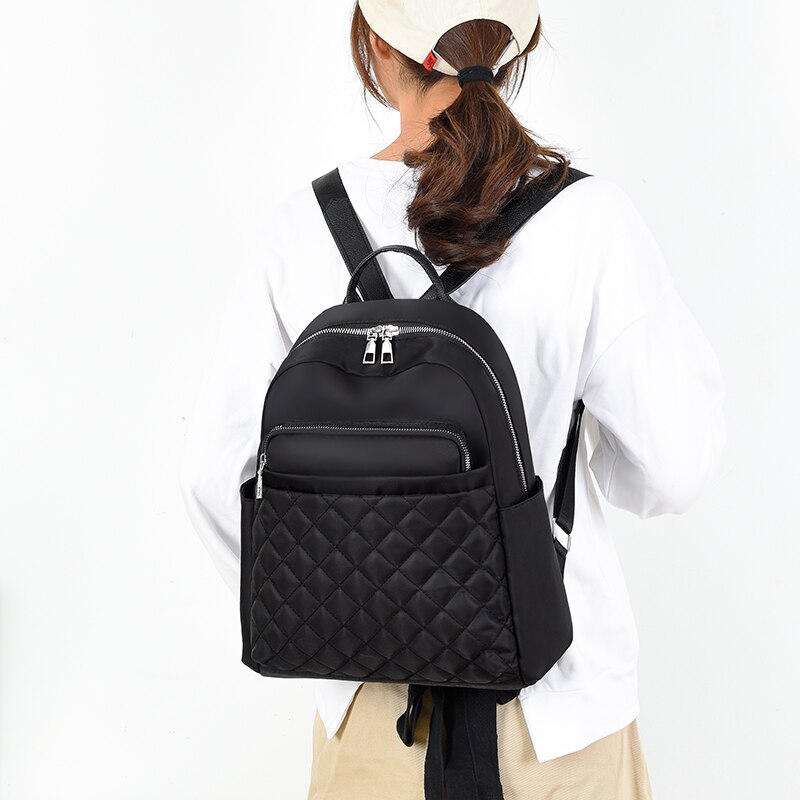 Toposhine, bolso escolar para chicas, garantizada, bolso de para mujeres, mochila con hilos bordados, mochila, Bolso Negro Oxford