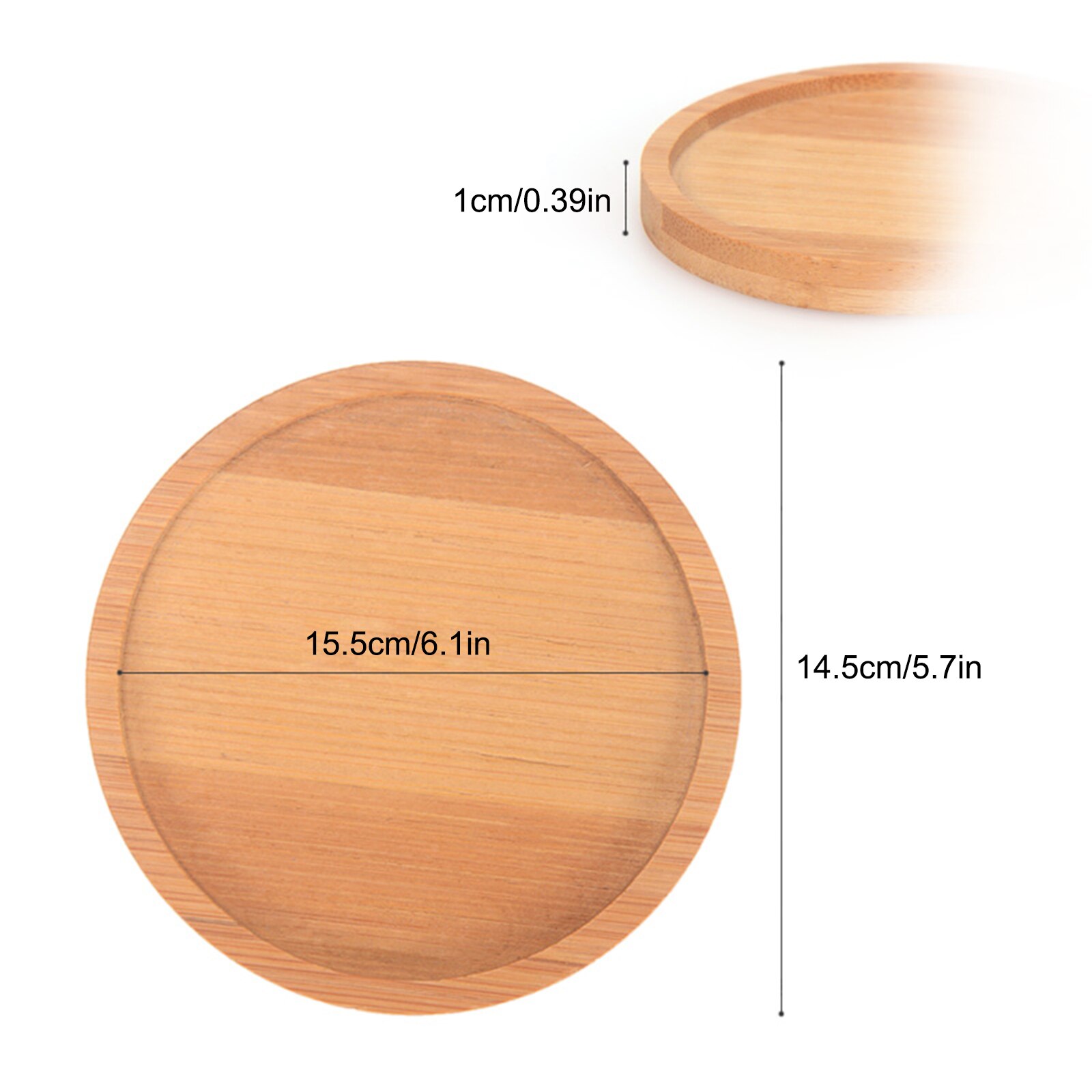 2Pcs Bambu Vierkante Bamboe Platen Bloem Stand Ronde Kommen Voor Vetplanten Potten Trays Base Stand Tuin Decor Plant Stand: 15.5x1cm 3pcs