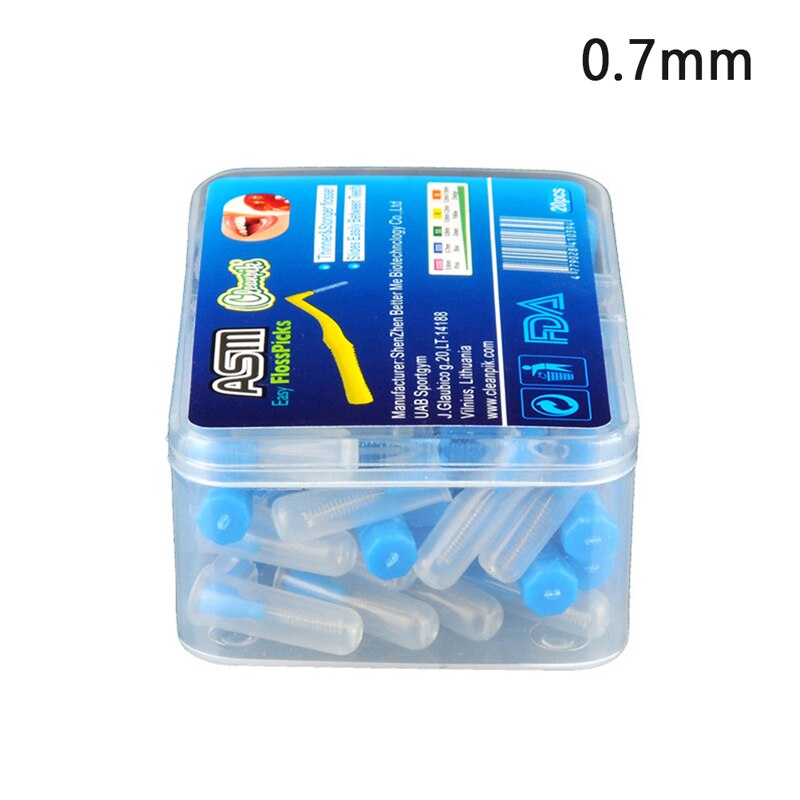 20Pcs Angle Interdental Brushes L Shaped Teeth Brush Toothpick Orthodontic Teeth Brush Toothpick Oral Care Tool: Blue