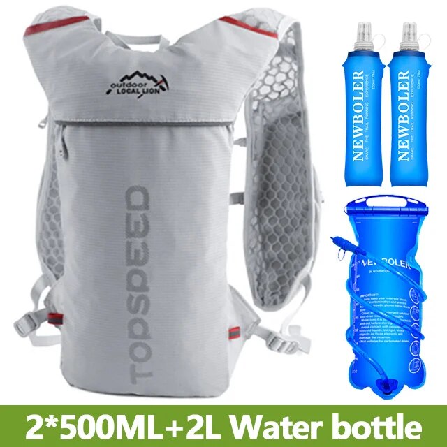 Newboler Trail running-ultraleichter 5-l-Rucksack, laufende Trink weste, Marathon, Fahrrad 2l Wasser beutel: Rosa Farbe