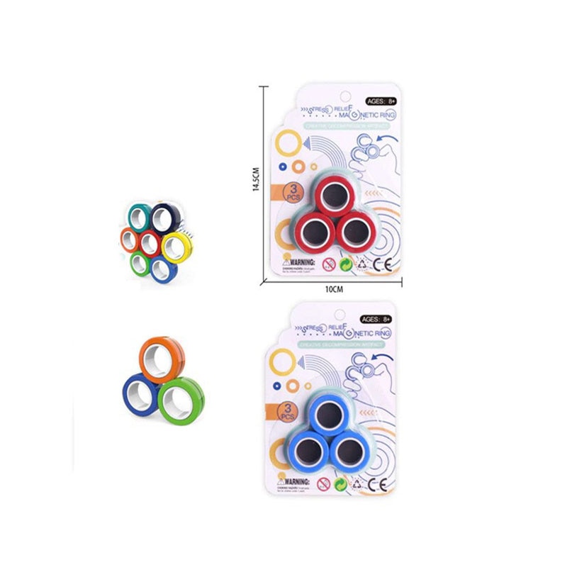 3pcs / Set Novelty Magic Magnetic Ring Hand toy Magnet Tricks Game Funny Decompression Anti-stress Relief Play Props