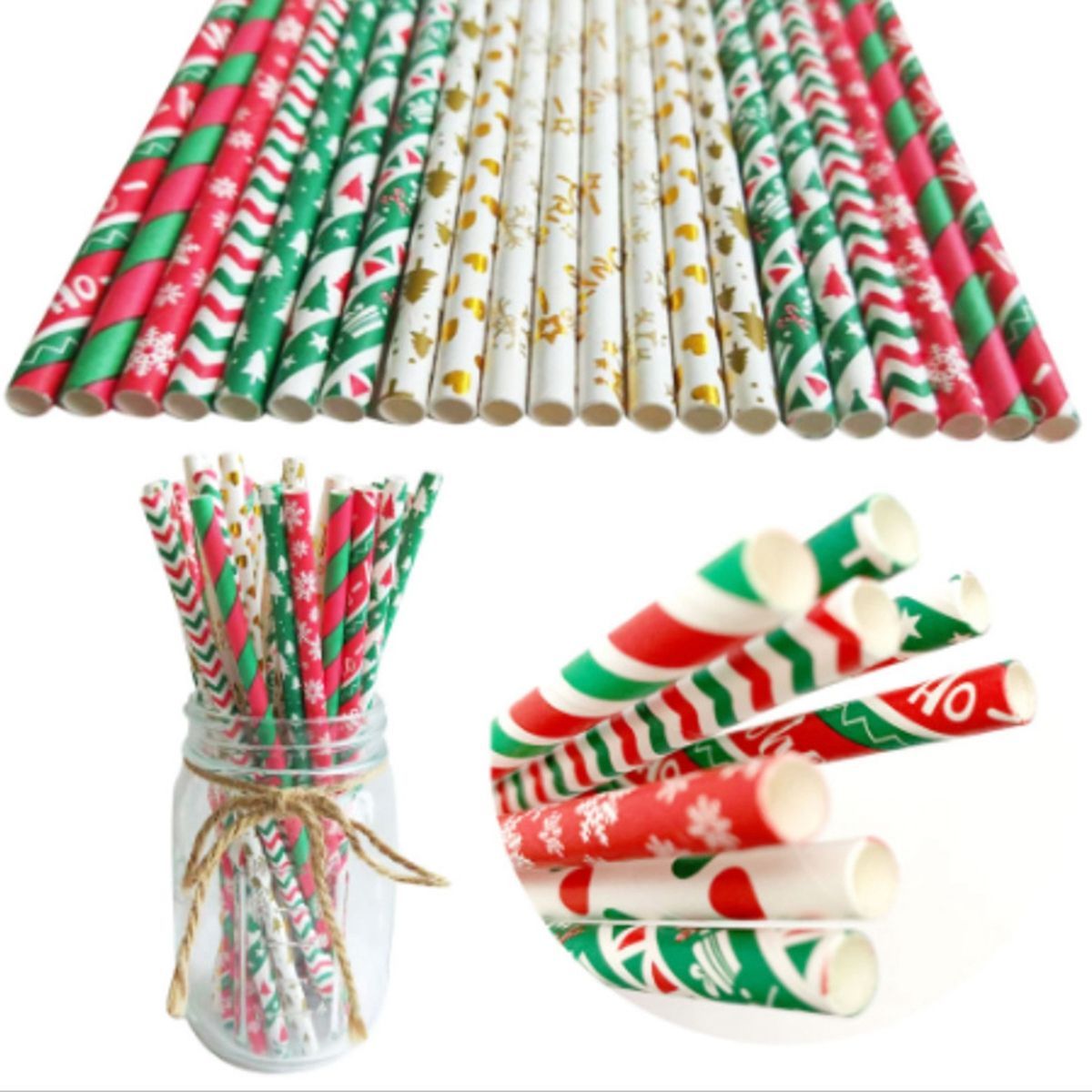 25 Stuks Kerst Papier Rietjes Sneeuwvlok Rietje Vrolijk Kerstfeest Decoraties Voor Bar Thuis Xmas Nieuwjaar Feestartikelen