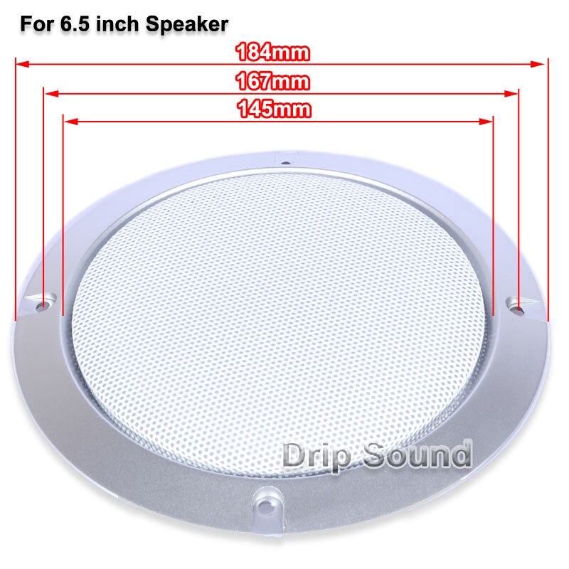 For 3"/4"/5"/6.5"/8"/10" Inch Audio Speaker Conversion Net Cover Decorative Circle Metal Mesh Grille Protection #Silver+White: 2pcs / For 6.5-inch Speaker